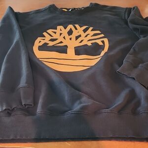 Timberland Black Crewneck Sweater with Orange Emblem